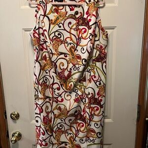 Kim Rogers White and Red Midi Dress